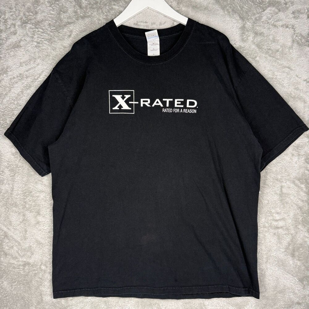 Vtg X-Rated T Shirt Mens XL Rated For A Reason Funny Tee Black Gildan Cotton